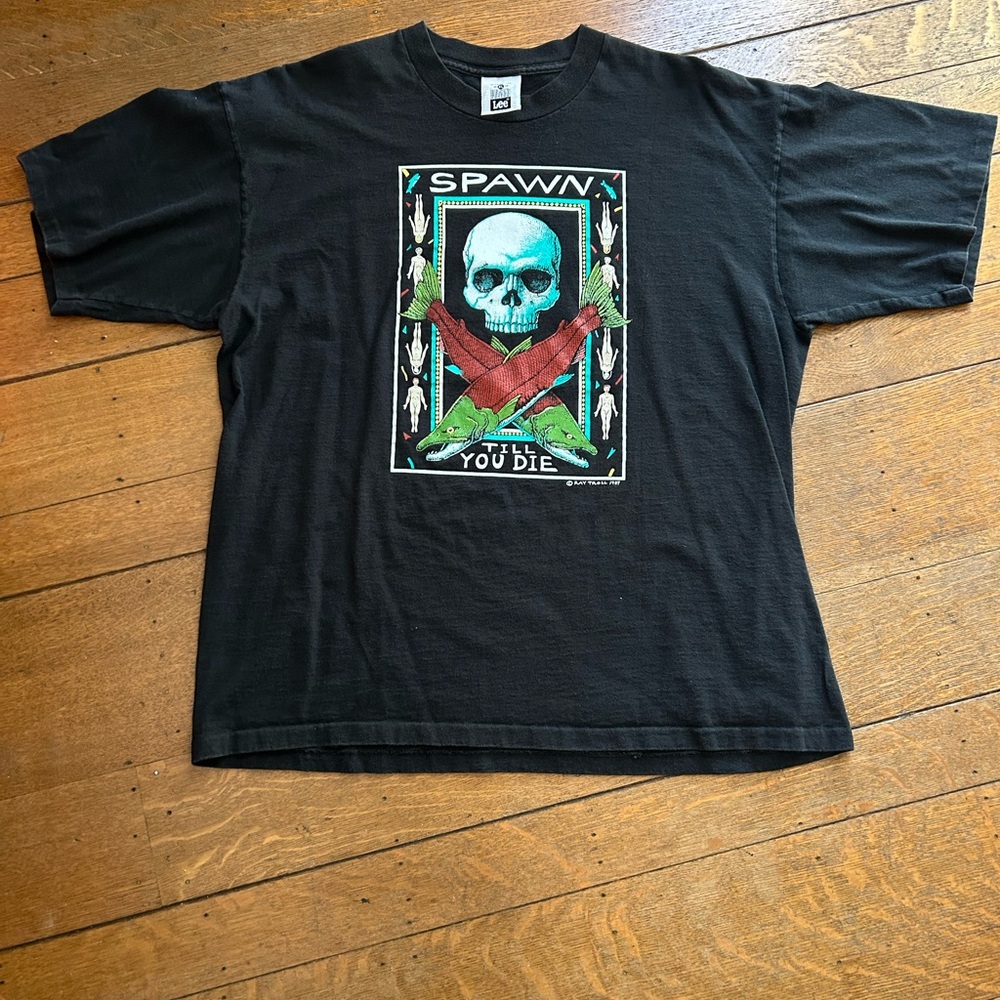 Ray Troll 1987 Spawn Till You Die tee